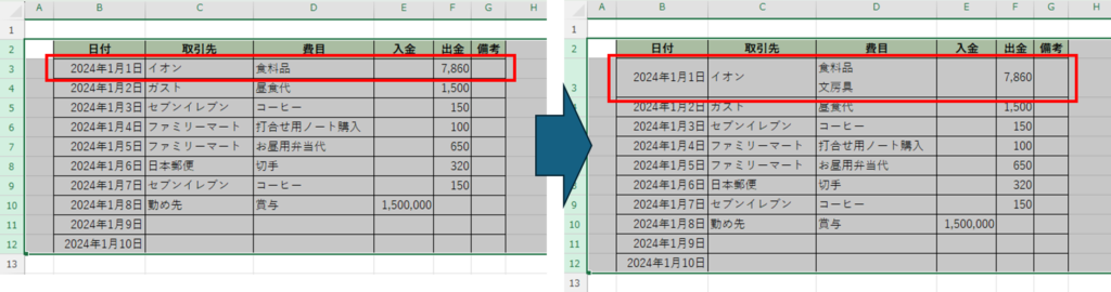 行高さを自動調整した例