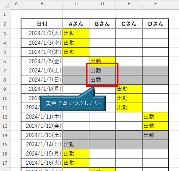 条件付き書式が優先されてしまう例