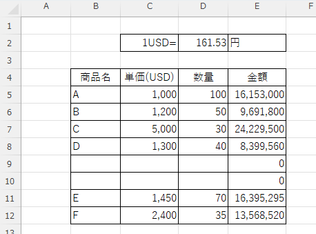 行挿入した様子