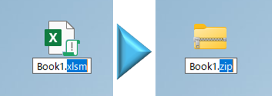 拡張子を「xlsm」から「.zip」に変更する