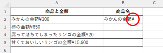 余分な「￥」マークまで表示されてしまった