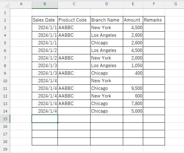 With one of the last lines selected in VBA