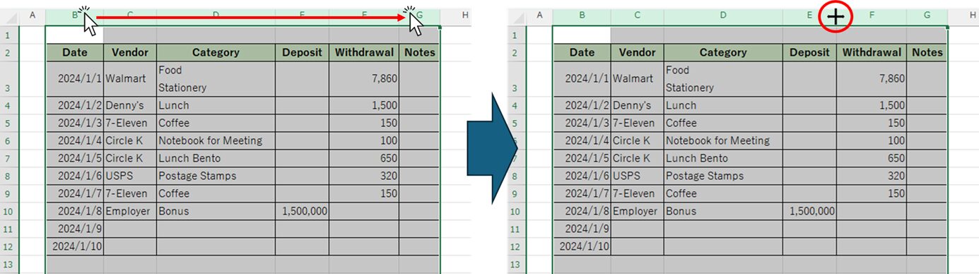 How to change all column widths to the same width