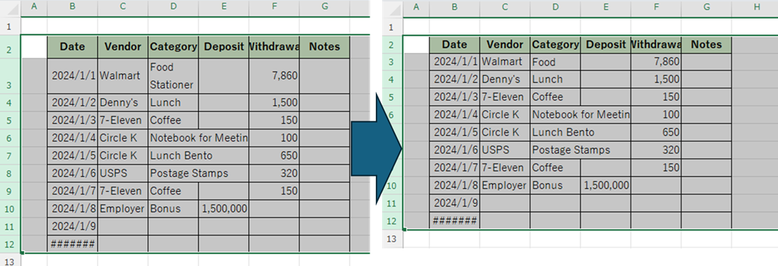 Example of changing all row heights to the same height