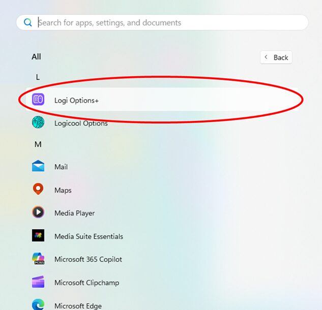 「Logi Options+」がある状態