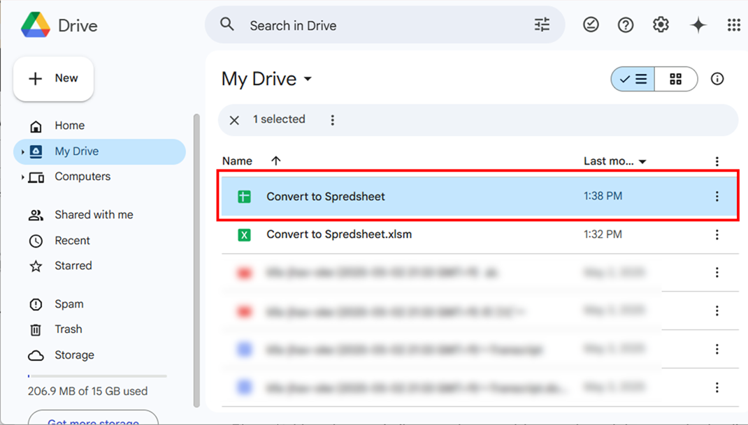 Google Spreadsheet created
