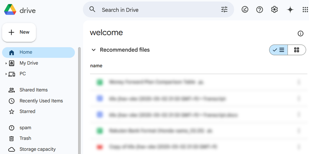 Google Drive Screen