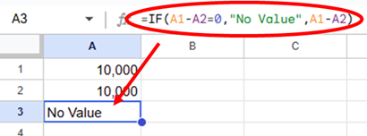 The text "No value" is displayed in the calculation result.