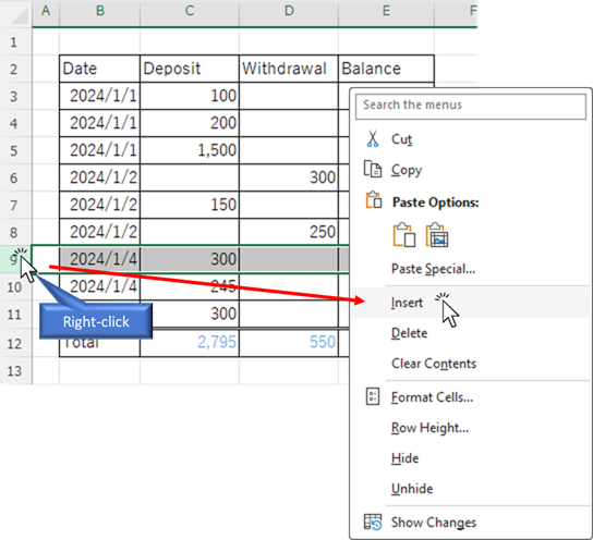 line insertion method