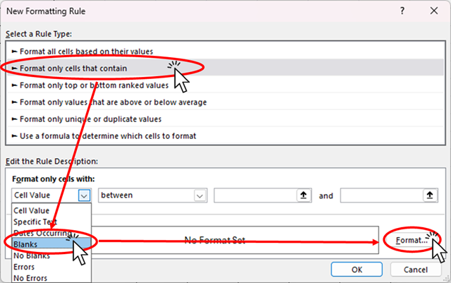 Format only cells containing the specified value