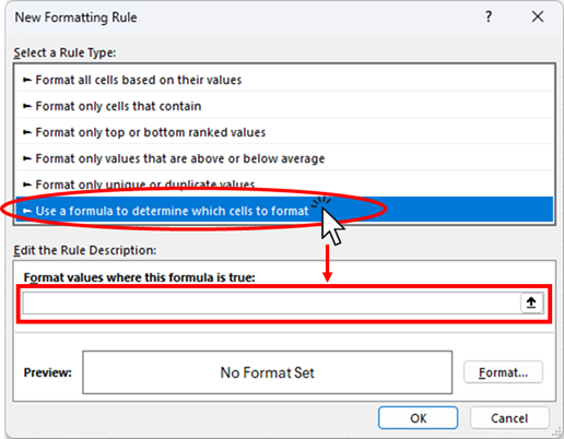 Use formulas to determine which cells to format