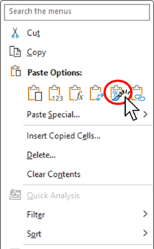 format pasting