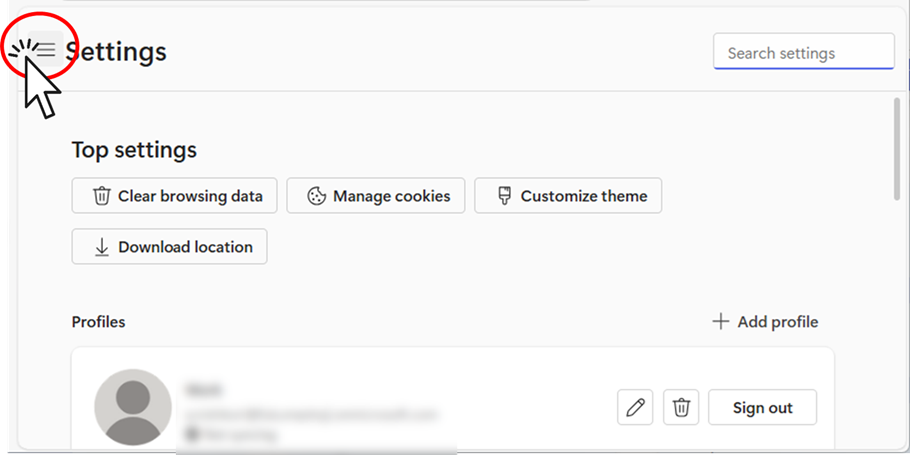 Click the settings button