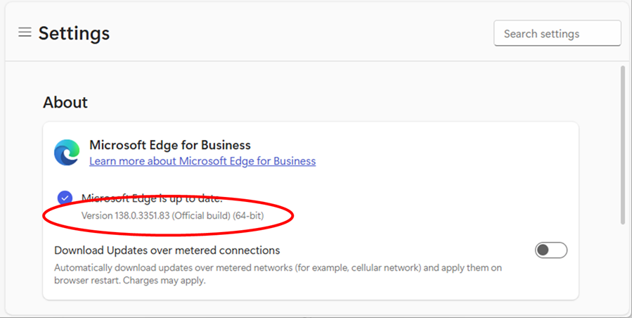 How to check the version of Edge