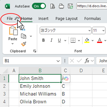 Click on the File tab