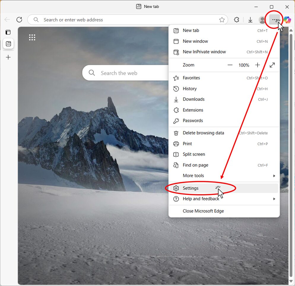 Click on the three-point reader in the upper right corner and click on "Settings" from the menu that appears