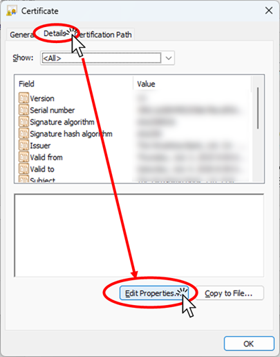 Click on "Edit Properties" under the "Details" tab