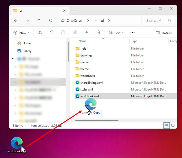 Copy to the original folder